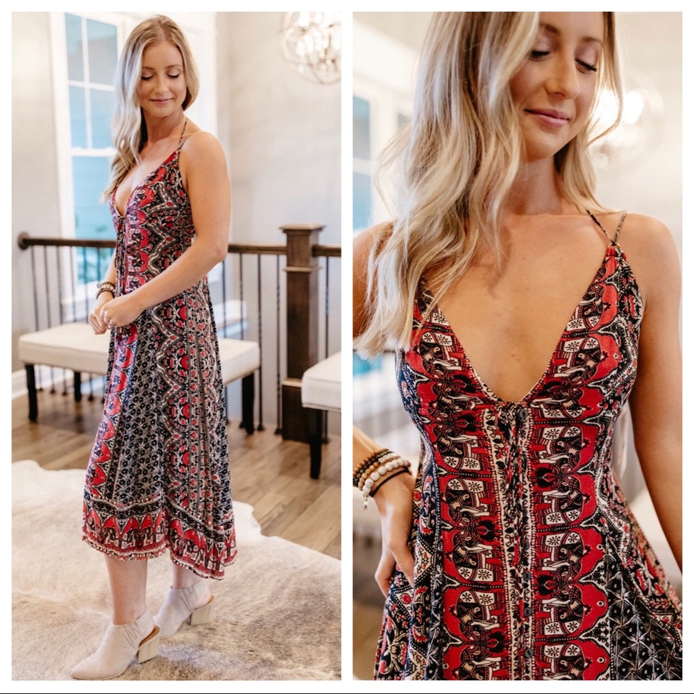 FREE PEOPLE BOHO MAXI MIDI TANK SLIP DRESS A2C - Picture 6 of 16